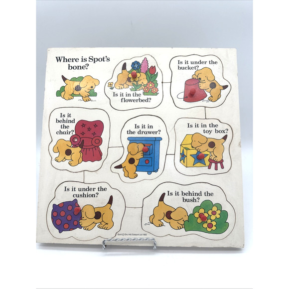 Vintage Eric Hill Spot The Dog Wooden Peg Puzzle "Where Is Spots Bone" 1985 - Picture 1 of 9